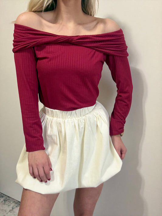 Merry Merlot Off-Shoulder Top