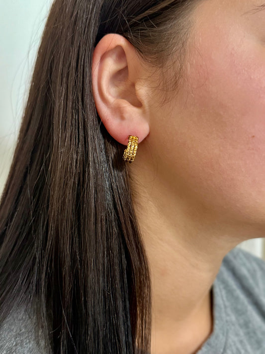 Gold Hammered Hoops